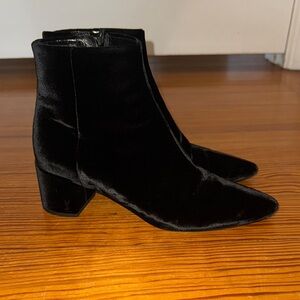 Saint Laurent 37.5 Black Velvet Ankle Boots